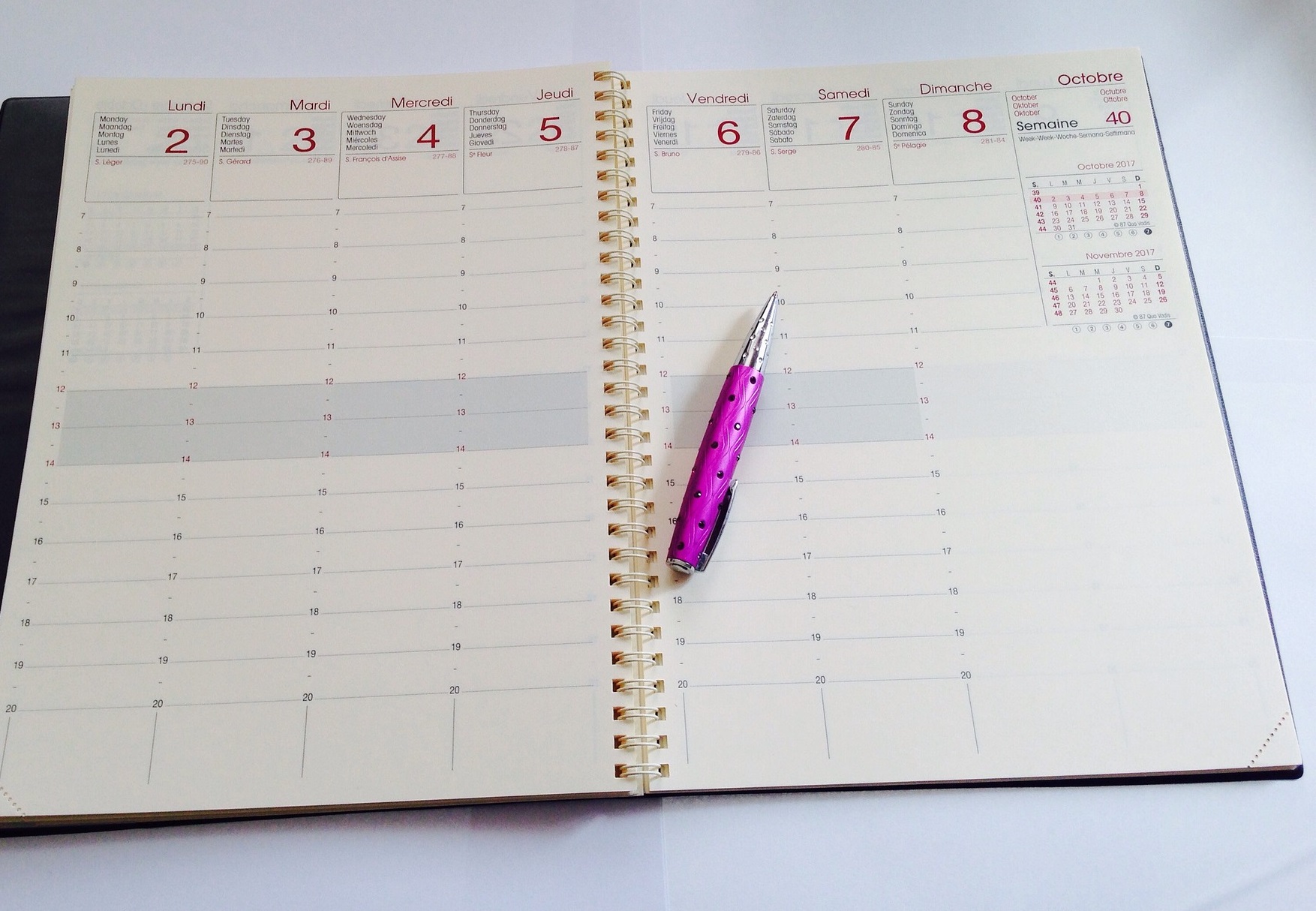 Photo d'un agenda